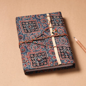 Blue - Fabric Cover Handmade Paper Notebook with Thread Lock