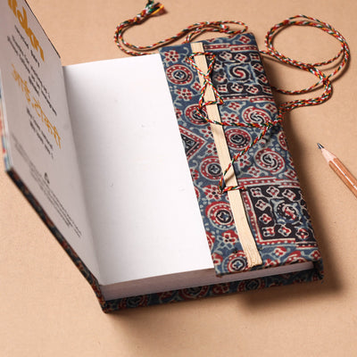 Blue - Fabric Cover Handmade Paper Notebook with Thread Lock