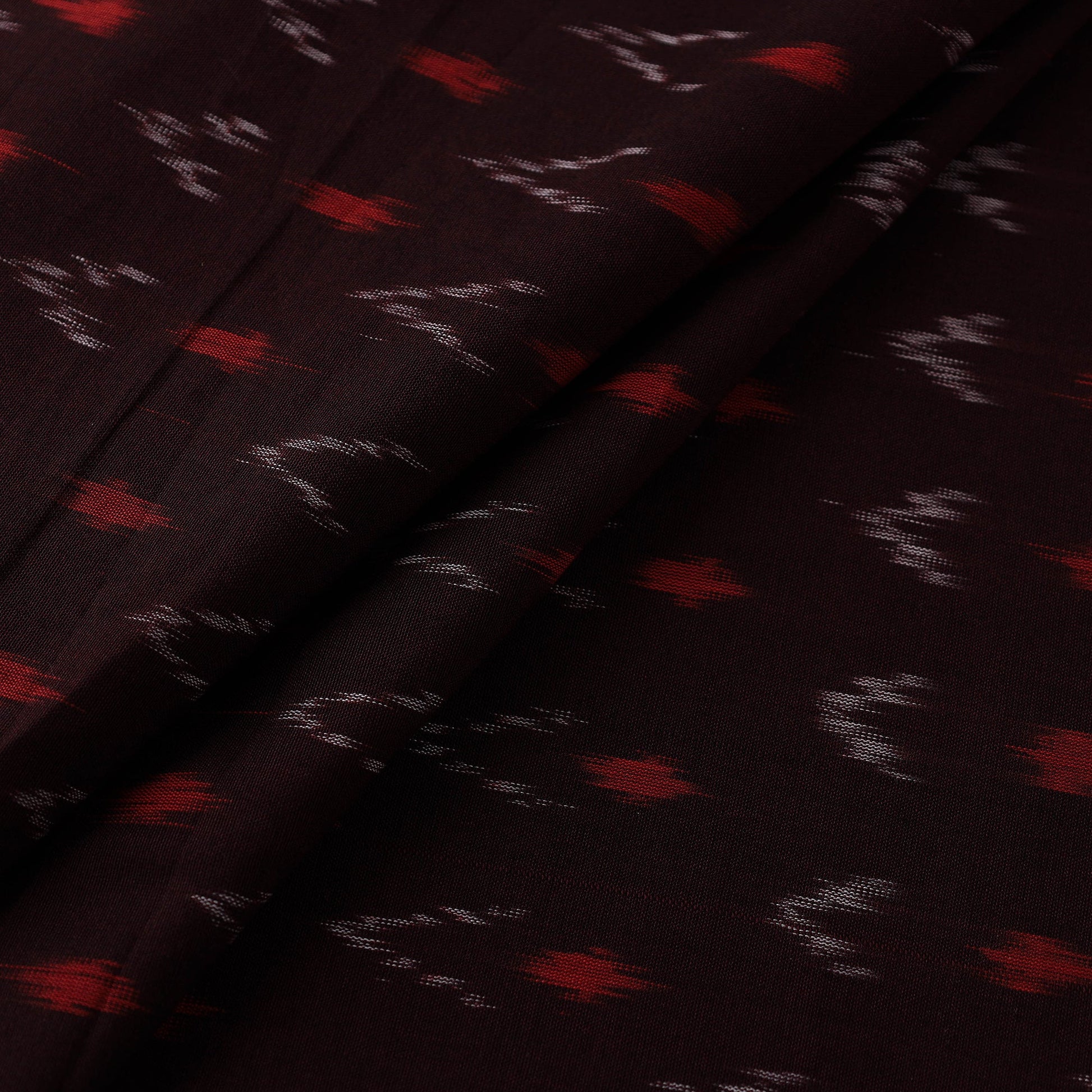 Brown - Mercerised Cotton Pochampally Ikat Fabric 15