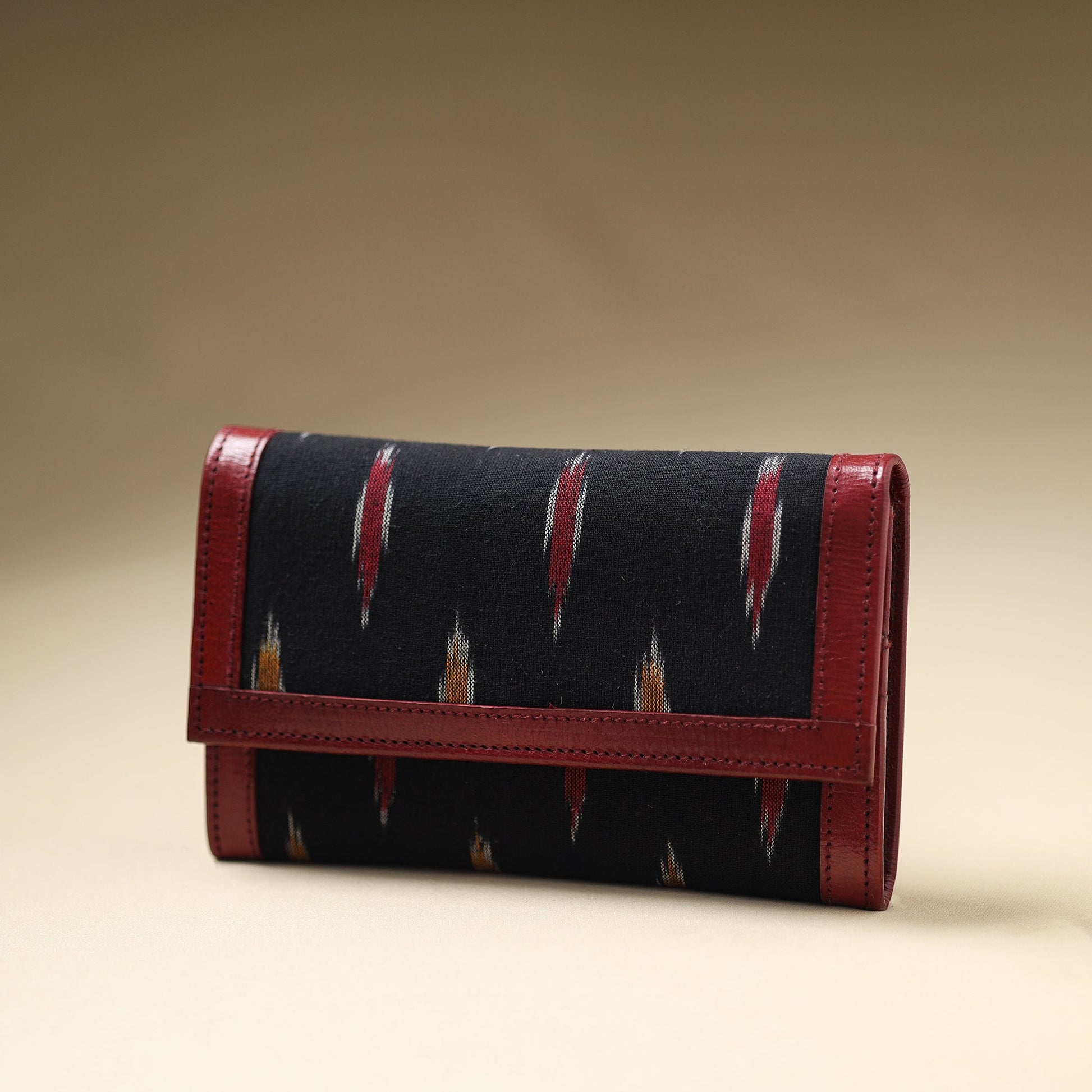 Black - Handcrafted Ikat Weave Leather Wallet