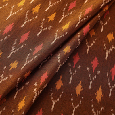 Brown - Mercerised Cotton Pochampally Ikat Fabric 17