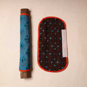 Blue - Bengal Kantha Work Handmade Fridge Handle Cover (Set of 2) 49