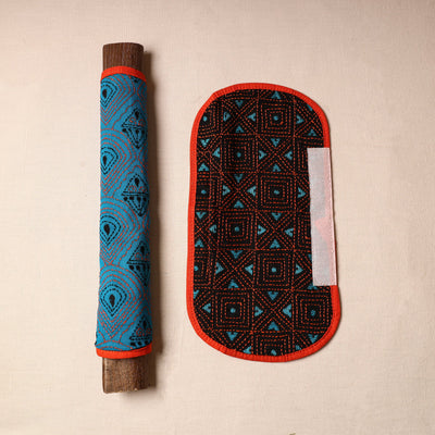 Blue - Bengal Kantha Work Handmade Fridge Handle Cover (Set of 2) 49