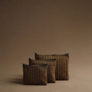 Brown - Handmade Cotton Multipurpose Utility Pouches (set of 3) 32