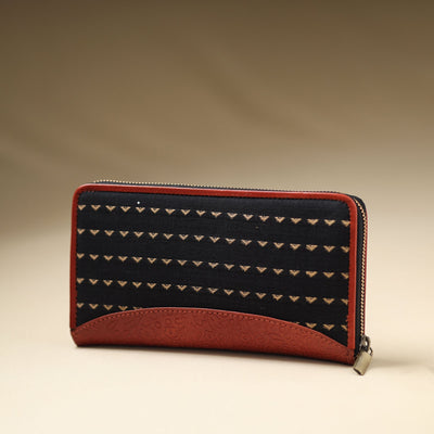 Black - Handcrafted Jacquard Weave Leather Wallet