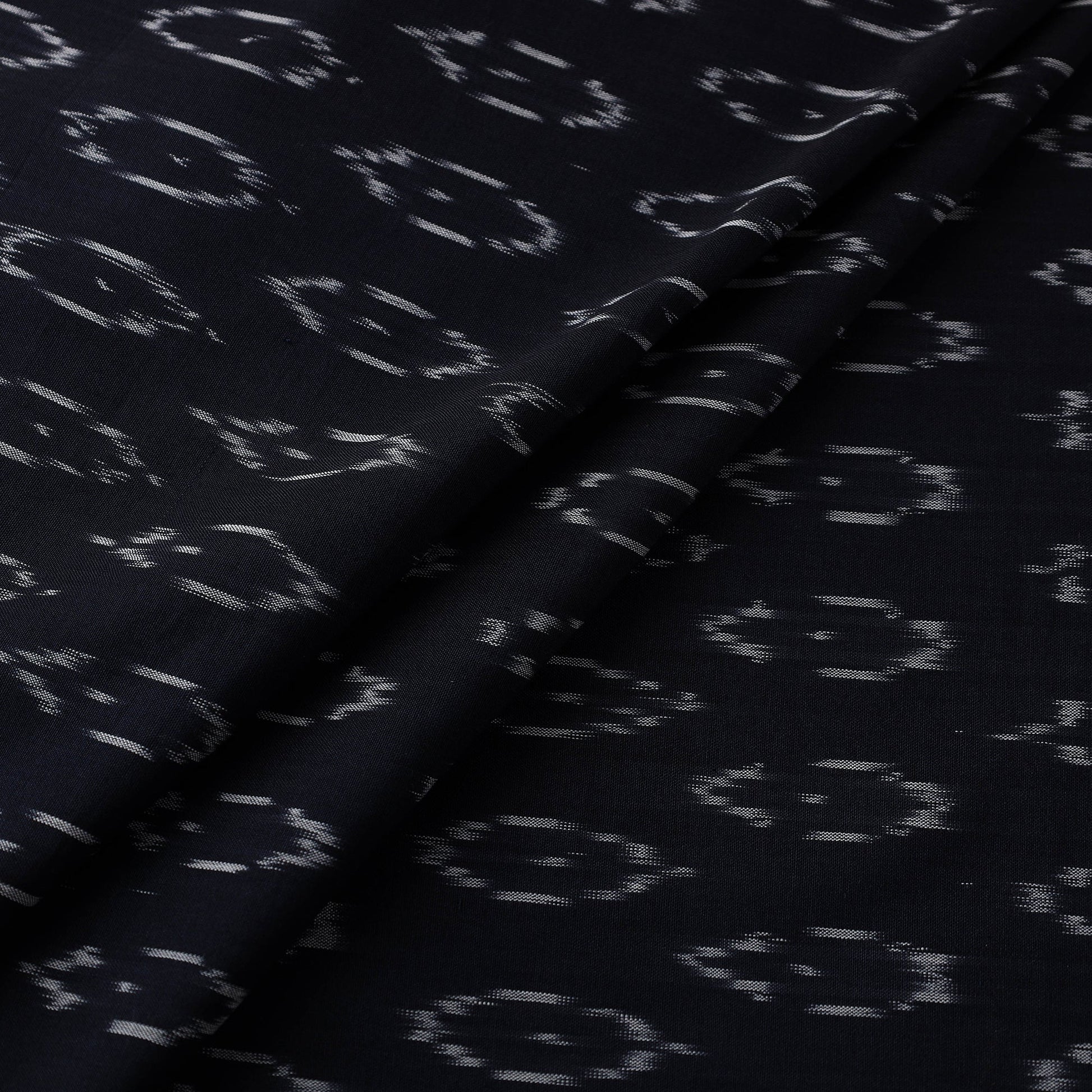 Black - Mercerised Cotton Pochampally Ikat Fabric 19