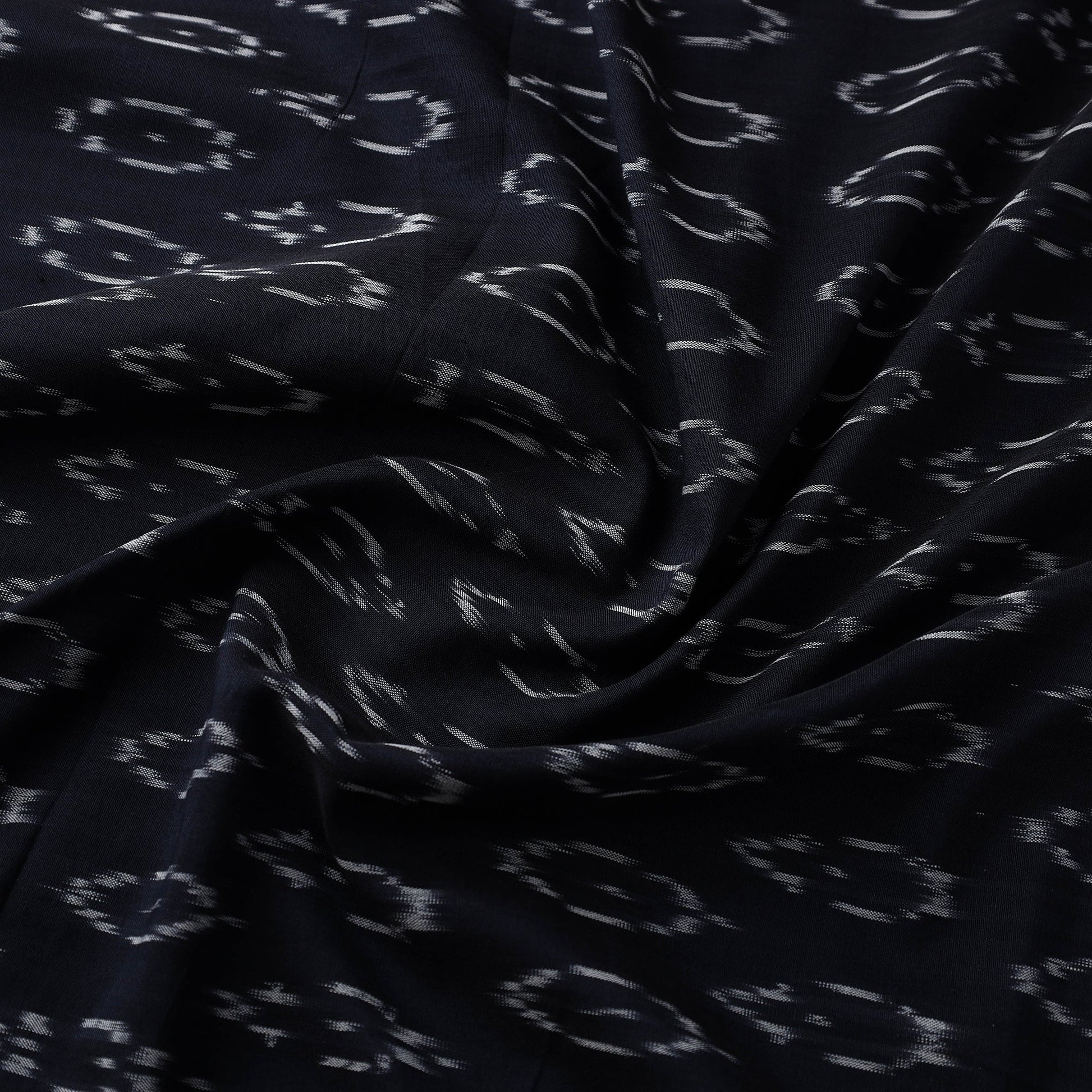 Black - Mercerised Cotton Pochampally Ikat Fabric 19