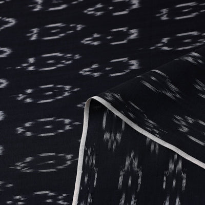 Black - Mercerised Cotton Pochampally Ikat Fabric 19