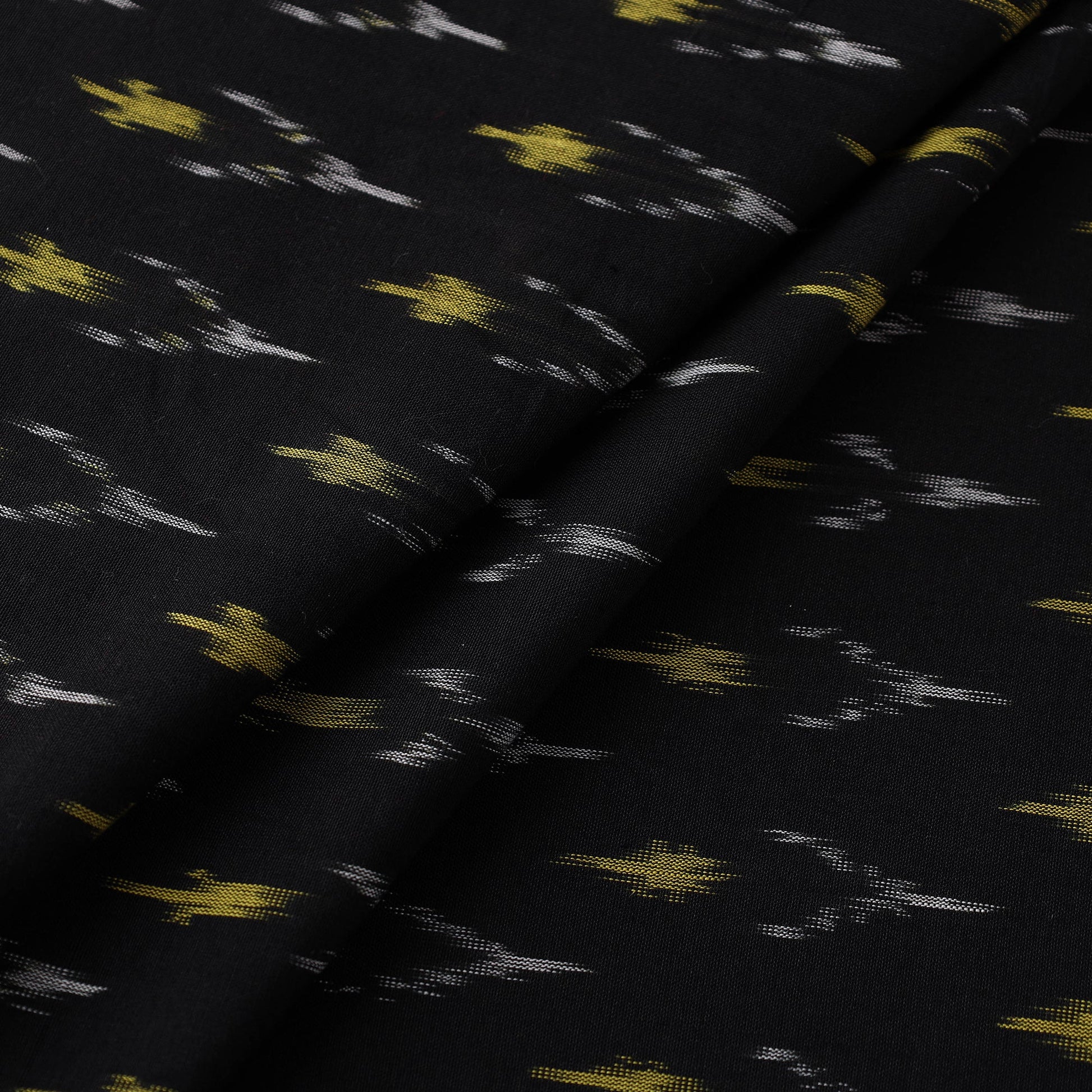 Black - Mercerised Cotton Pochampally Ikat Fabric 21