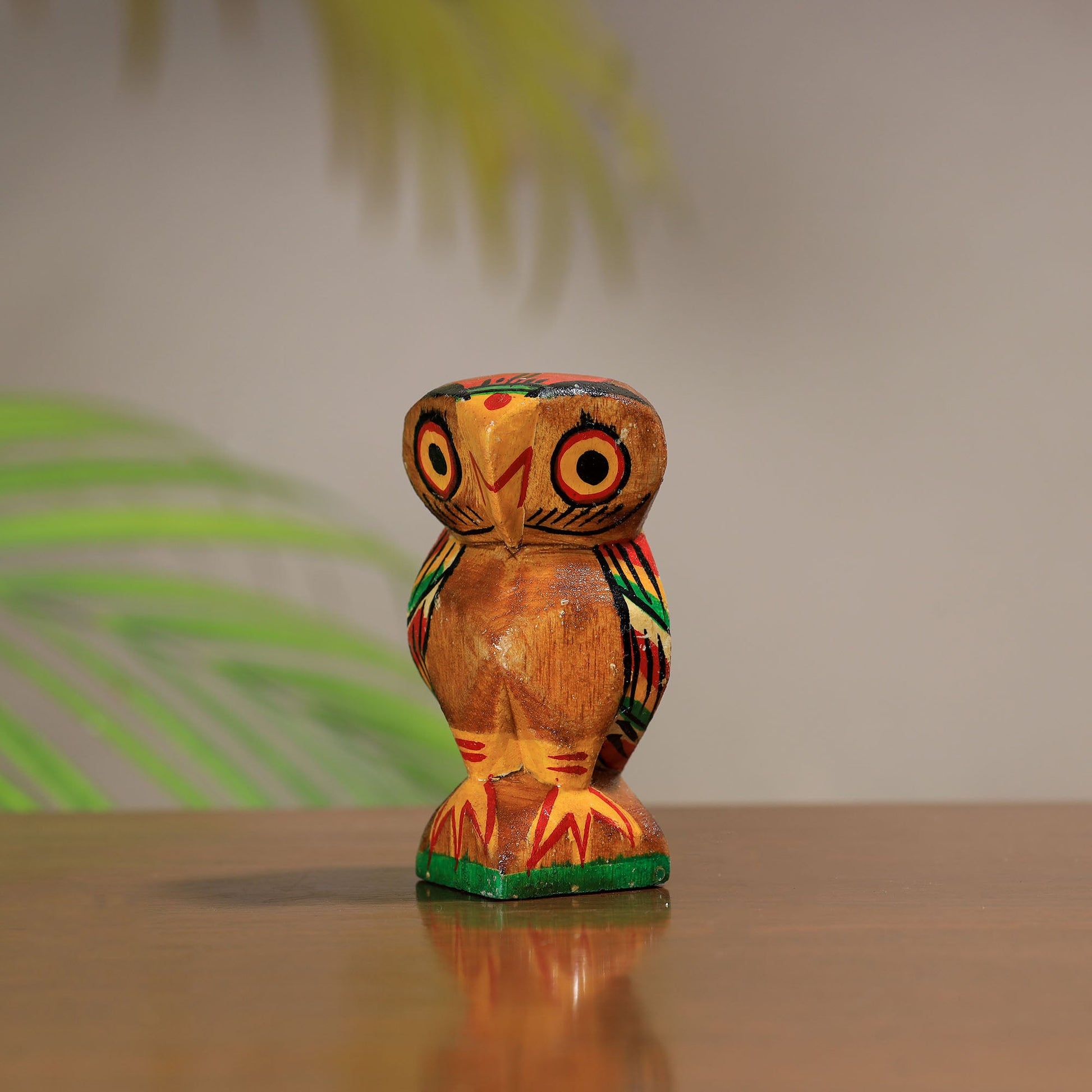 Beautiful Handpainted Burdwan Wood Owl Sculpture Set (Tiny,Set of 2) 28
