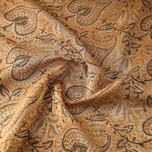 Brown - Pedana Kalamkari Block Printed Chanderi Silk Fabric