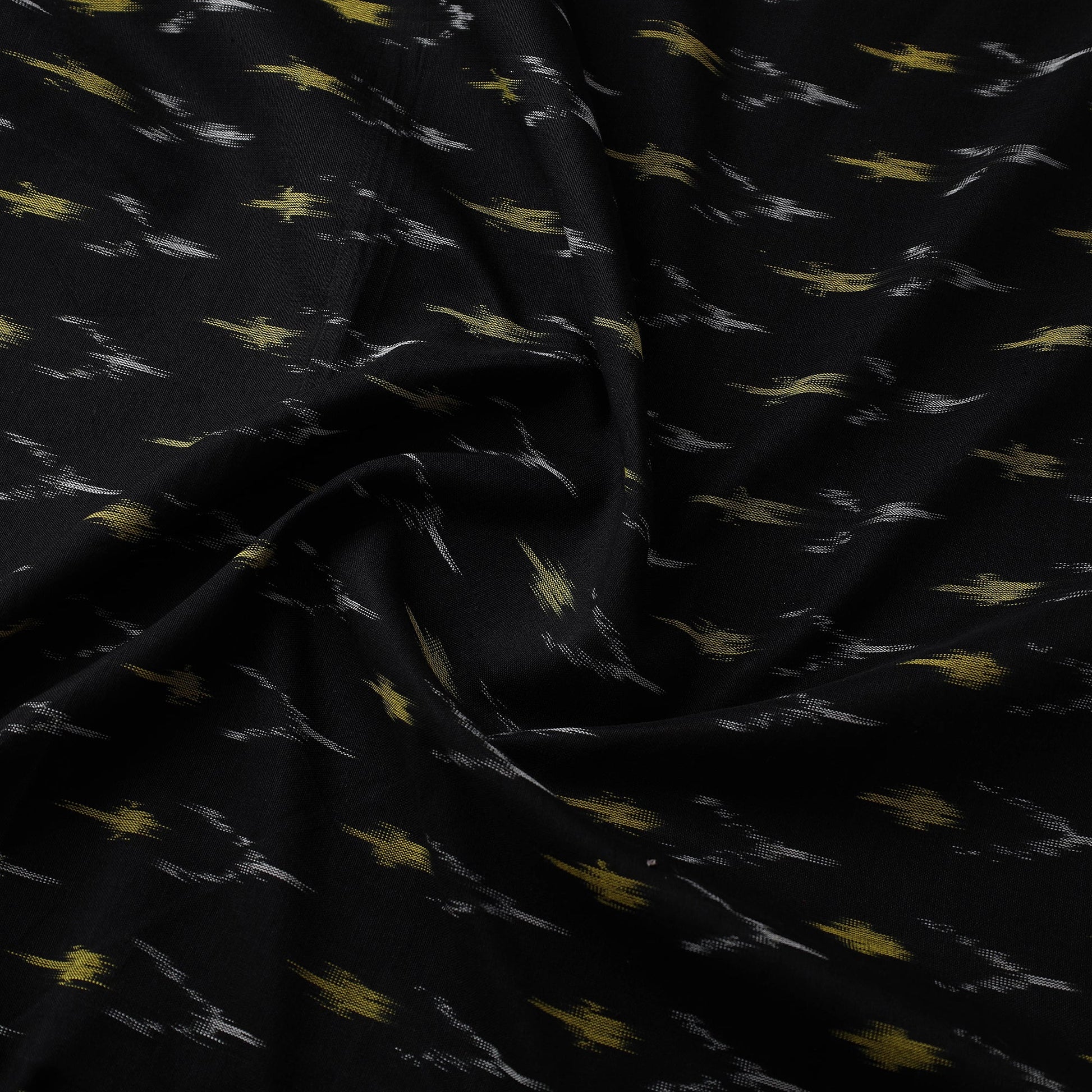 Black - Mercerised Cotton Pochampally Ikat Fabric 21