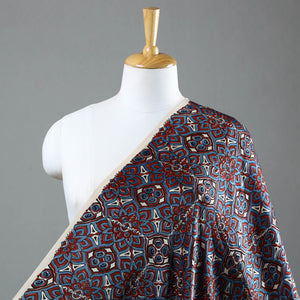 Blue - Ajrakh Block Printed Modal Silk Fabric from Kutch 20