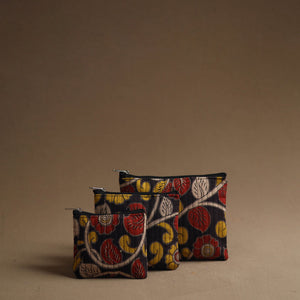 Black - Handmade Cotton Multipurpose Utility Pouches (set of 3) 35