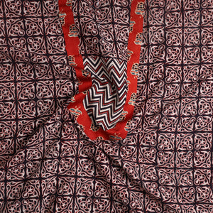 Brown - Bagh Print Cotton Kurta Material with Patchwork (3m) 19