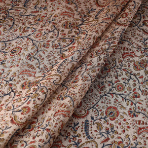 Beige - Pedana Kalamkari Block Printed Chanderi Silk Fabric