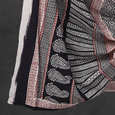 Black - 3pc Natural Dyed Cotton Bagh Print Suit Material Set 14