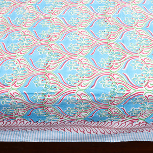 Blue - Block Print Cotton Double Sanganeri Bed Sheet 36