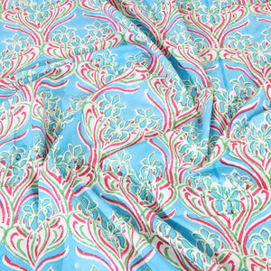 Blue - Block Print Cotton Double Sanganeri Bed Sheet 36