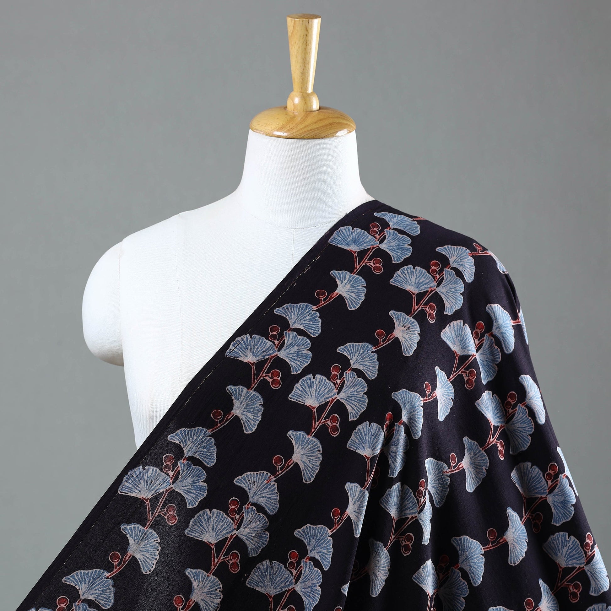Black - Natural Dyed Cotton Ajrakh Print Fabric 36