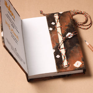 Brown - Fabric Cover Handmade Paper Notebook with Thread Lock