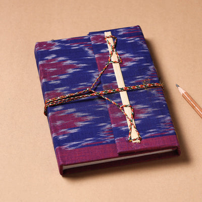 Blue - Fabric Cover Handmade Paper Notebook with Thread Lock
