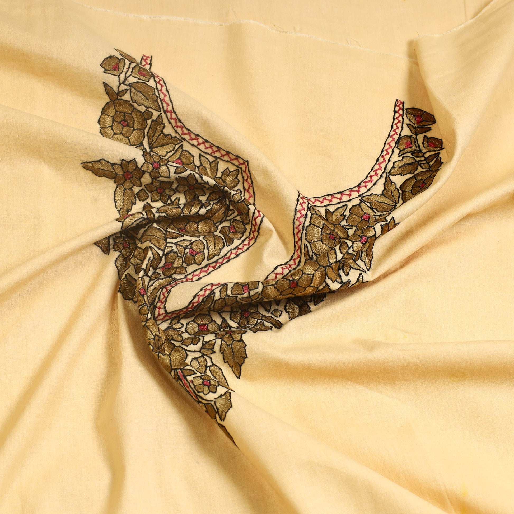 Kashida Hand Embroidery Cotton Kurta Material (2.6m) 04
