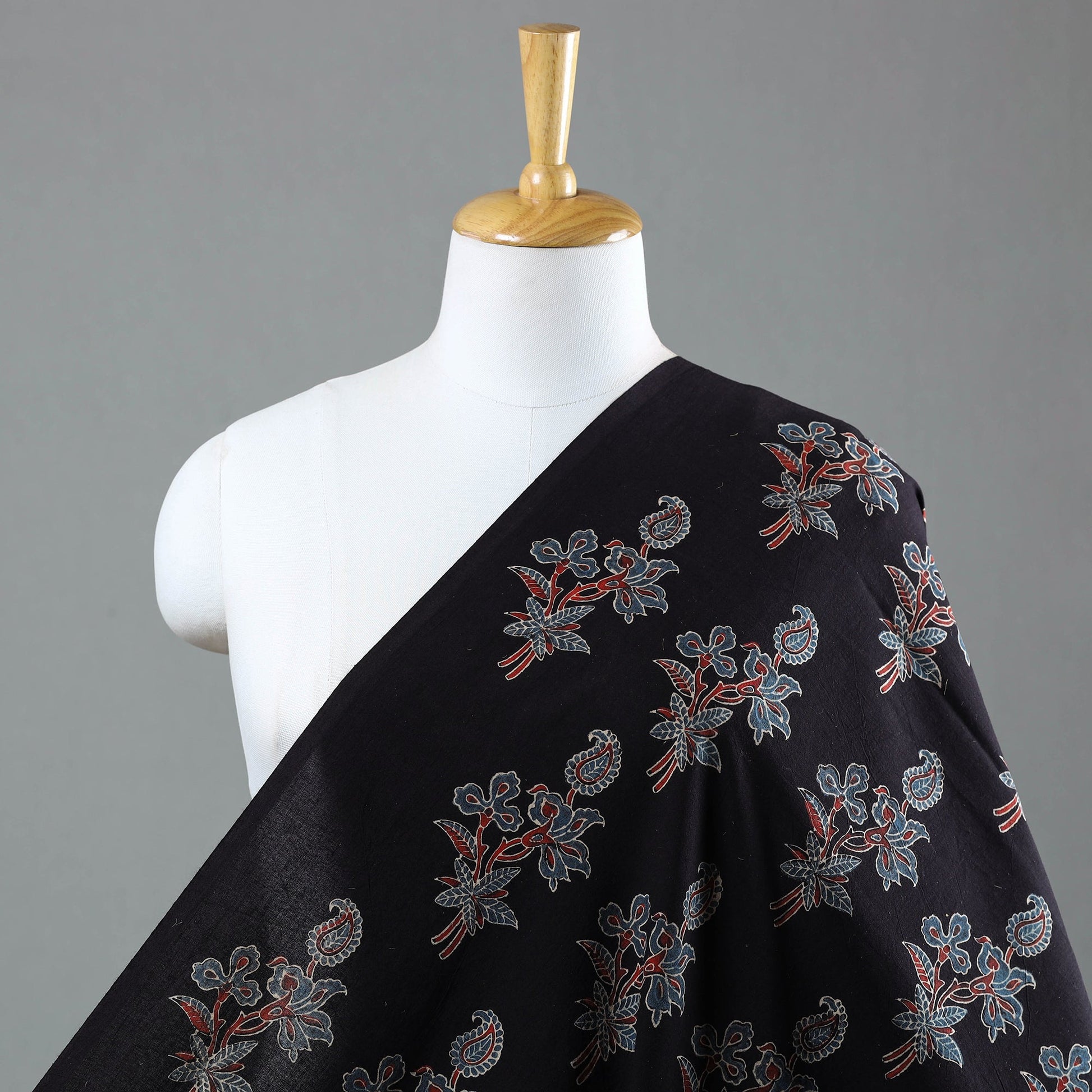 Black - Natural Dyed Cotton Ajrakh Print Fabric 54