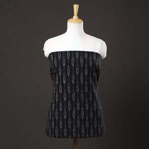 Black - 2pc Pochampally Ikat Weave Handloom Cotton Suit Material Set