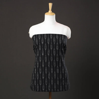 Black - 2pc Pochampally Ikat Weave Handloom Cotton Suit Material Set