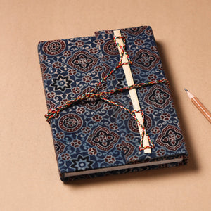 Blue - Fabric Cover Handmade Paper Notebook with Thread Lock