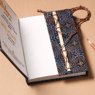 Blue - Fabric Cover Handmade Paper Notebook with Thread Lock