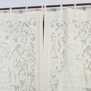Beige - King Cutwork Cotton Barmer Applique Window Curtain