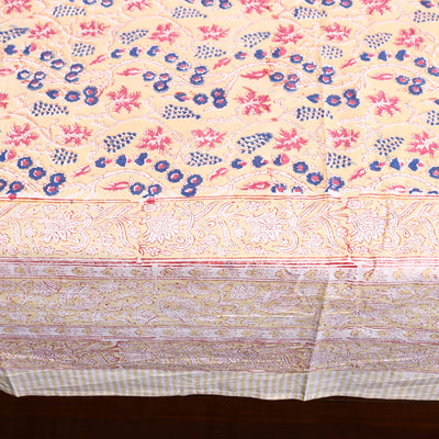 Beige - Block Print Cotton Double Sanganeri Bed Sheet 40