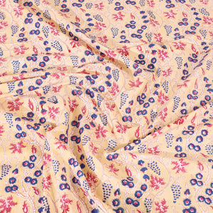 Beige - Block Print Cotton Double Sanganeri Bed Sheet 40