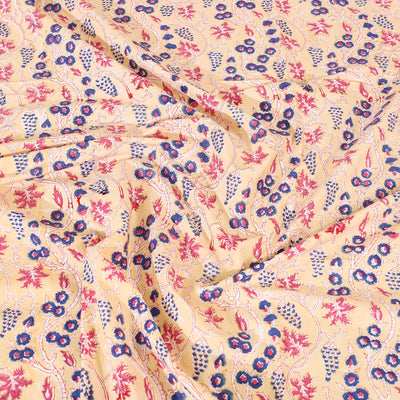 Beige - Block Print Cotton Double Sanganeri Bed Sheet 40
