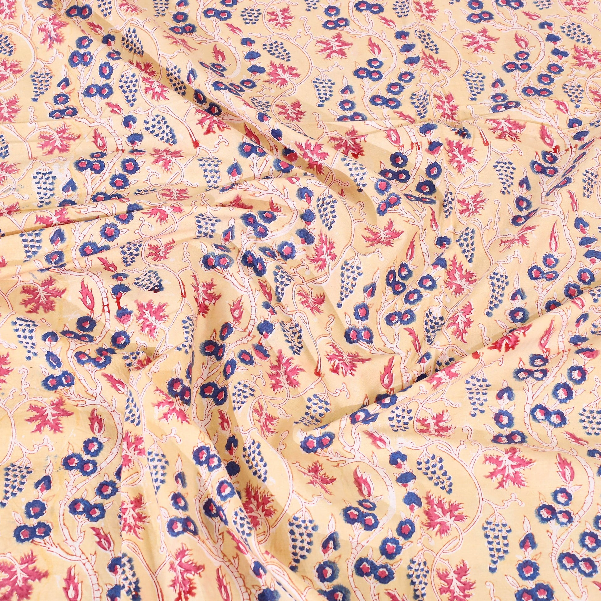 Beige - Block Print Cotton Double Sanganeri Bed Sheet 40