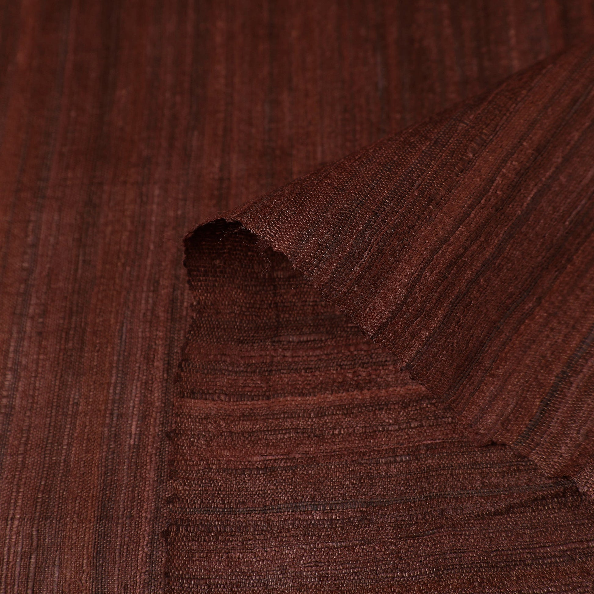 Brown - Bhagalpuri Handwoven Pure Desi Tussar Silk Fabric 09