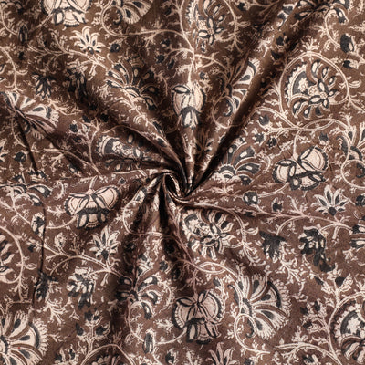 Brown - Original Pedana Kalamkari Block Printed Cotton Table Cover (46 x 43 in)