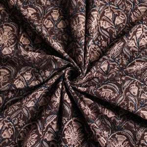 Brown - Original Pedana Kalamkari Block Printed Cotton Table Cover (46 x 43 in)
