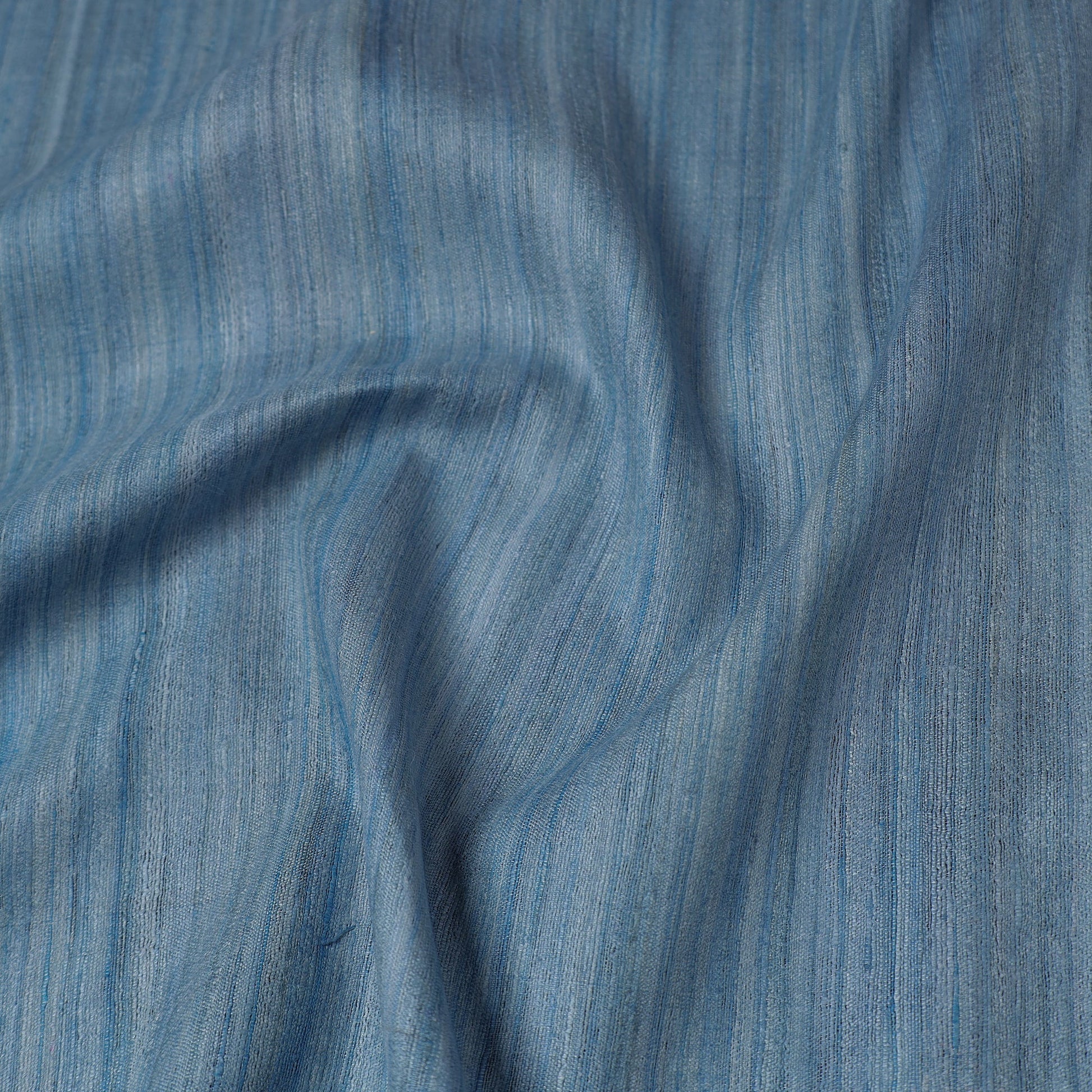 Blue - Bhagalpuri Handwoven Pure Desi Tussar Silk Fabric 11