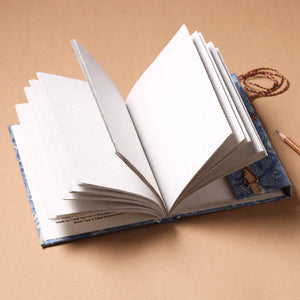 Blue - Fabric Cover Handmade Paper Notebook with Thread Lock
