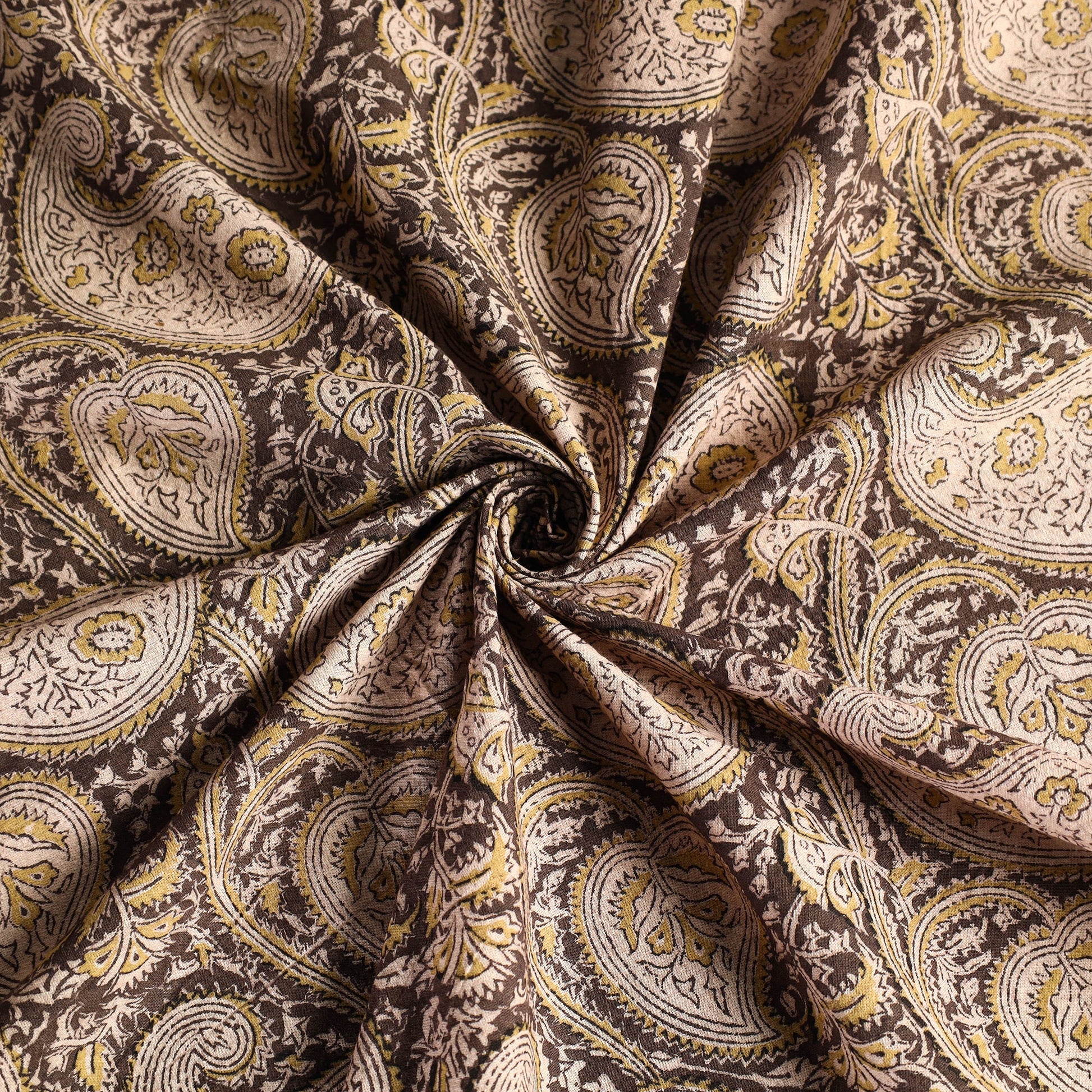 Beige - Original Pedana Kalamkari Block Printed Cotton Table Cover (46 x 43 in)