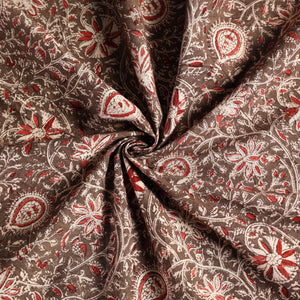 Brown - Original Pedana Kalamkari Block Printed Cotton Table Cover (46 x 43 in)