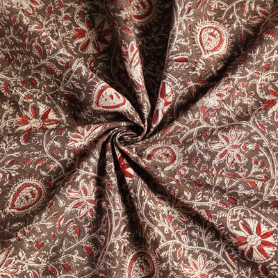 Brown - Original Pedana Kalamkari Block Printed Cotton Table Cover (46 x 43 in)