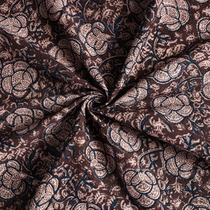 Brown - Original Pedana Kalamkari Block Printed Cotton Table Cover (46 x 43 in)