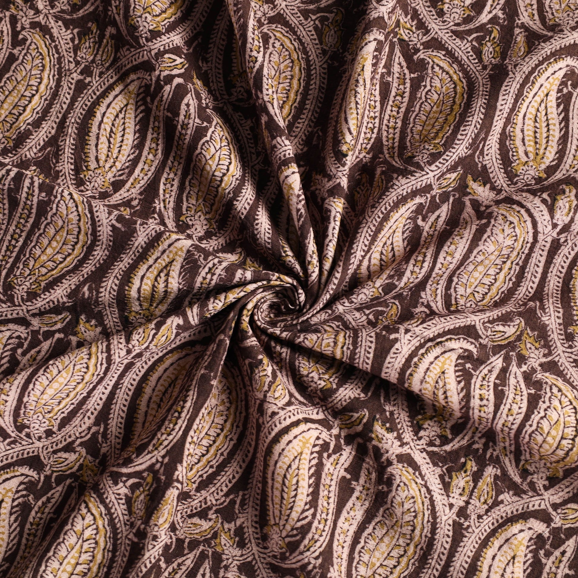 Brown - Original Pedana Kalamkari Block Printed Cotton Table Cover (46 x 43 in)
