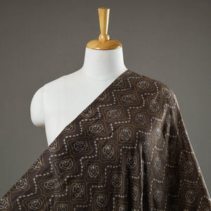 Brown - Akola Hand Block Printed Mulberry Silk Fabric 01