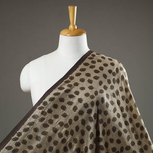 Brown - Akola Hand Block Printed Mulberry Silk Fabric 03