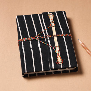 Black - Fabric Cover Handmade Paper Notebook with Thread Lock